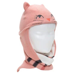 Bonnet écharpe En Tricot Avec Oreilles En Relief Et Doublure Sherpa