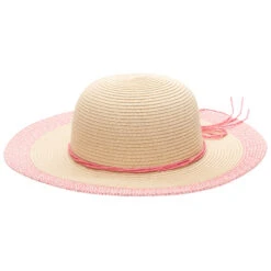 Capeline Effet Paille Tressée à Cordelettes Roses