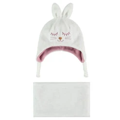 Ensemble Bonnet Avec Oreilles De Lapin En Relief Et écharpe En Sherpa