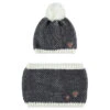 Junior - Ensemble Bonnet Et écharpe En Tricot Twisté Avec Badges