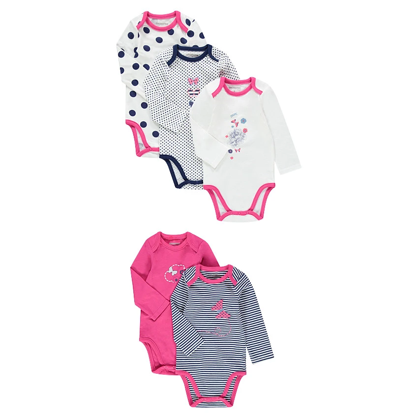 Lot De 5 Bodies Manches Longues Avec Motifs Thème Forêt 1 Lot De 5 Bodies Manches Longues Avec Motifs Thème Forêt