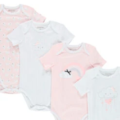 Lot De 7 Bodies Manches Courtes Pour Bébé Fille à Nuages Printés -Orchestra HB00FY BLA 4 X