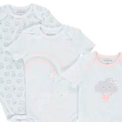 Lot De 7 Bodies Manches Courtes Pour Bébé Fille à Nuages Printés -Orchestra HB00FY BLA 5 X