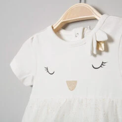 Body Manches Courtes à Volant En Tulle Et Détails Printés -Orchestra HB00GN ECR 3 X