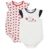 Lot De 2 Combinaisons Courtes En Coton Print Fraises Pour Bébé Fille