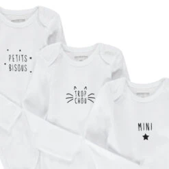 Lot De 3 Bodies Manches Longues Unis à Message Printé Pour Bébé Fille -Orchestra HB00IM BLA 4 X