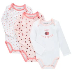 Lot De 3 Bodies Manches Longues Motif Coccinelles Pour Bébé Fille
