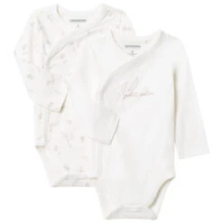Lot De 2 Bodies Manches Longues En Coton Print Plumes Pour Bébé