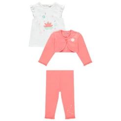 Ensemble Avec Tunique, Boléro Uni Et Legging Imprimés Fleurs