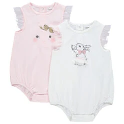 Lot De 2 Combinaisons Courtes à Manches En Tulle Et Motif Fantaisie