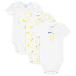 Lot De 3 Bodies Manches Courtes En Coton Print Citron