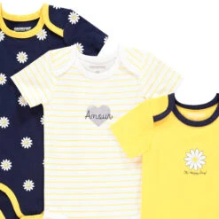 Lot De 7 Bodies Manches Courtes En Coton Motif Marguerites -Orchestra HB00Q1 BLA 3 X