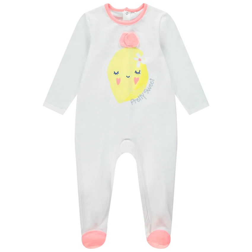 Dors-bien En Coton Print Citron à Détails Reliéfés 1 Dors-bien En Coton Print Citron à Détails Reliéfés