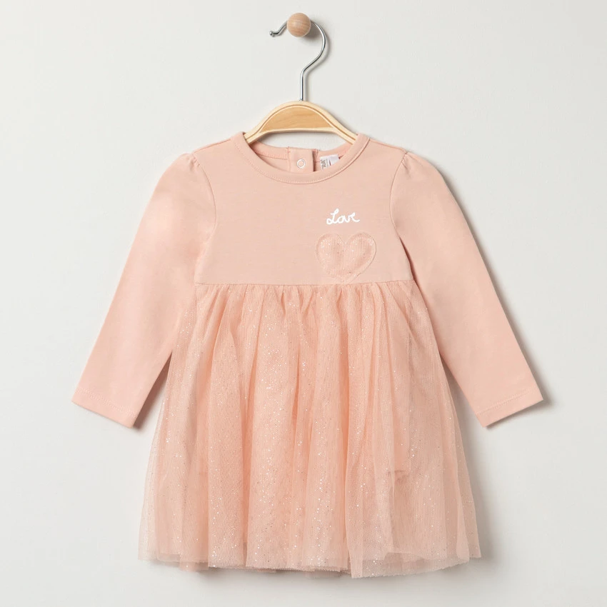 Robe Body Manches Longues Avec Tulle Pailleté Pour Bébé Fille 1 Robe Body Manches Longues Avec Tulle Pailleté Pour Bébé Fille