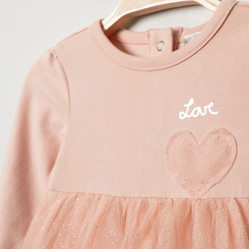 Robe Body Manches Longues Avec Tulle Pailleté Pour Bébé Fille 3 Robe Body Manches Longues Avec Tulle Pailleté Pour Bébé Fille – Image 3