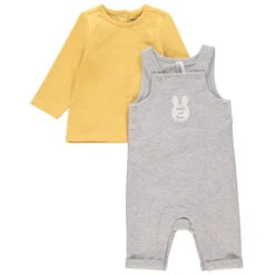 Ensemble Salopette Rose Et T-shirt Uni Pour Bébé Fille