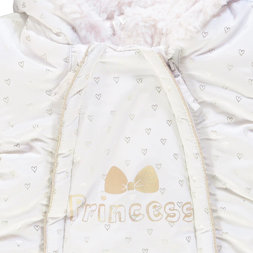 Combi-pilote à Coeurs En Foil Argenté Doublée Sherpa Pour Bébé Fille 4 Combi-pilote à Coeurs En Foil Argenté Doublée Sherpa Pour Bébé Fille – Image 4