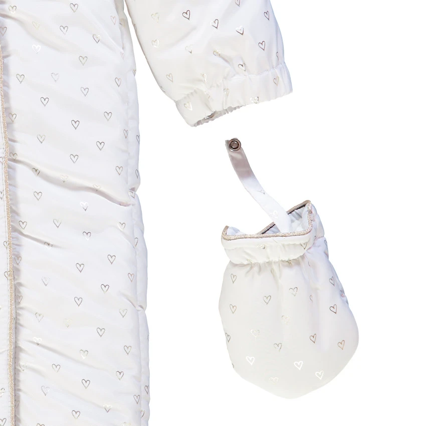 Combi-pilote à Coeurs En Foil Argenté Doublée Sherpa Pour Bébé Fille 5 Combi-pilote à Coeurs En Foil Argenté Doublée Sherpa Pour Bébé Fille – Image 5