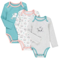 Lot De 3 Bodies En Coton Motif Marie Des Aristochats Disney