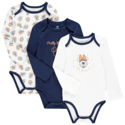 Lot De 3 Bodies En Coton Motif Minnie Disney Pour Bébé Fille