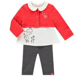 Ensemble 3 Pièces Motif Oiseau Pour Bébé Fille -Orchestra HB00S4 RGM 6 X