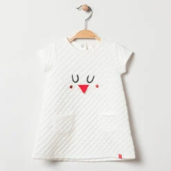 Robe Manches Courtes En Molleton Fantaisie à Oiseau Brodé