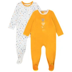 Lot De 2 Dors-bien En Velours Motifs Coeurs Pour Bébé Fille