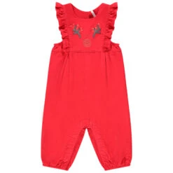 Salopette Rouge En Velours Pour Bébé Fille