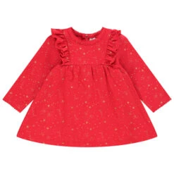 Tunique Manches Longues Rouge à étoiles Dorées Pour Bébé Fille