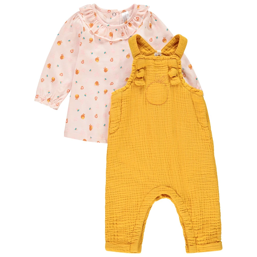 Ensemble Avec T-shirt Imprimé Et Salopette Pour Bébé Fille 1 Ensemble Avec T-shirt Imprimé Et Salopette Pour Bébé Fille