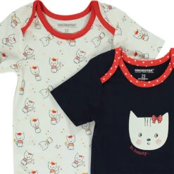 Lot De 7 Bodies Imprimé Chats Pour Bébé Fille -Orchestra HB00U4 ECR 4 X
