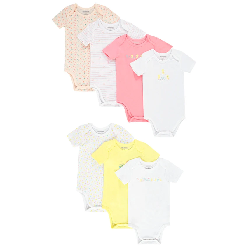Lot De 7 Bodies Manches Courtes Pour Bébé Fille 1 Lot De 7 Bodies Manches Courtes Pour Bébé Fille