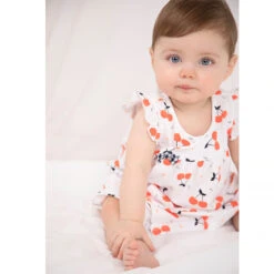 Robe Manches Courtes Volantées Imprimé Cerises Pour Bébé Fille -Orchestra HB00UC BLA 3 X