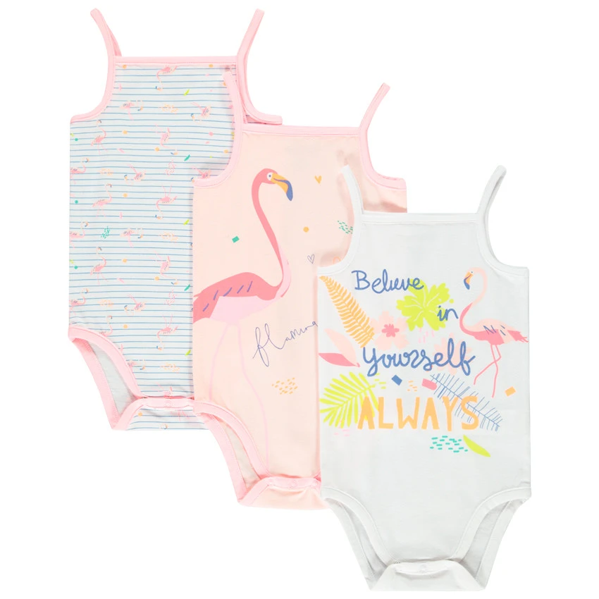 Lot De 3 Bodies Débardeurs Imprimé Tropical Pour Bébé Fille 2 Lot De 3 Bodies Débardeurs Imprimé Tropical Pour Bébé Fille – Image 2