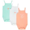 Lot De 3 Bodies à Fines Bretelles Et Message Printé Pour Bébé Fille