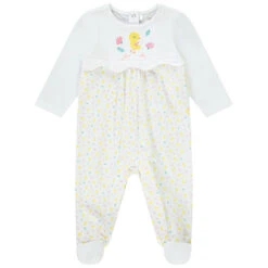 Dors-bien En Jersey Imprimé Et Broderie Poussin Pour Bébé Fille
