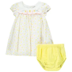 Ensemble Robe + Bloomer Imprimé Poussin Pour Bébé Fille