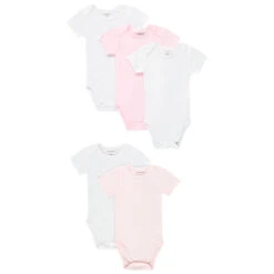 Lot De 5 Bodies Unis à Manches Courtes Pour Bébé Fille