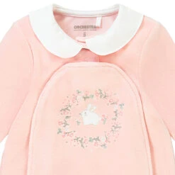 Dors-bien En Velours Col Claudine Et Broderies Pour Bébé Fille -Orchestra HB00V8 ROC 3 X