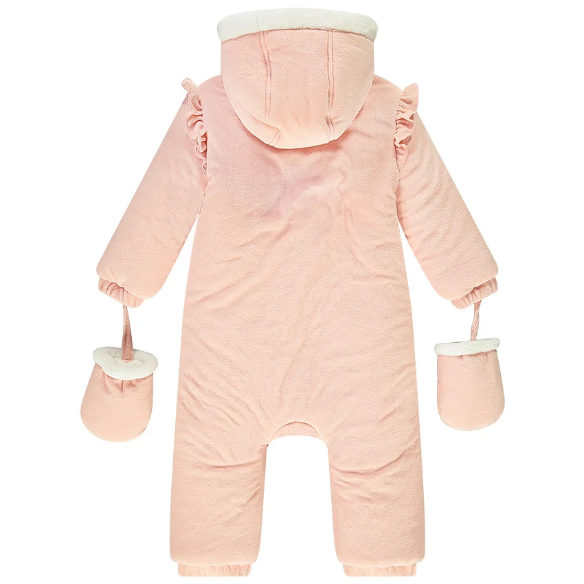 Combi-pilote à Capuche Avec Lapin Brodé Et Noeud Fantaisie Pour Bébé Fille 3 Combi-pilote à Capuche Avec Lapin Brodé Et Noeud Fantaisie Pour Bébé Fille – Image 3