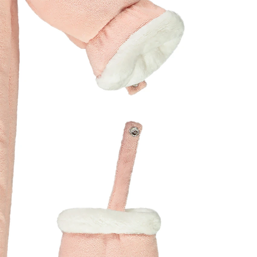 Combi-pilote à Capuche Avec Lapin Brodé Et Noeud Fantaisie Pour Bébé Fille 4 Combi-pilote à Capuche Avec Lapin Brodé Et Noeud Fantaisie Pour Bébé Fille – Image 4