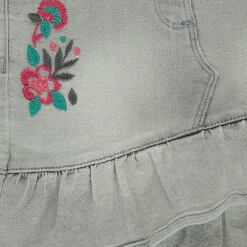 Jupe En Jeans Volantée Avec Fleurs Brodées -Orchestra HFIMG7 GRM 3 X