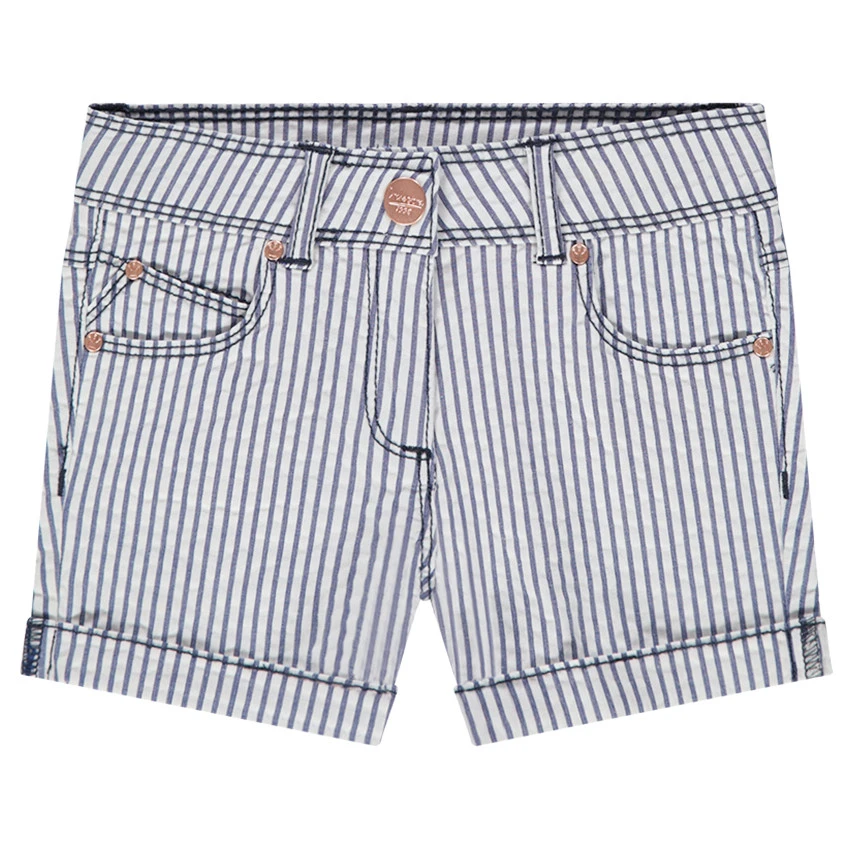 Short En Toile à Rayures Verticales 1 Short En Toile à Rayures Verticales
