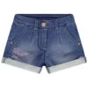 Short En Jean Effet Used à Inscription Printée Pailletée