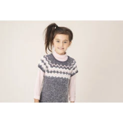 Robe Manches Courtes En Tricot Effet Poil à Motif Graphique Jacquard -Orchestra HFINL8 GRM 11 X