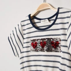 Robe Manches Courtes Style Marin à Message En Sequins Magiques -Orchestra HFINMJ ECR 3 X