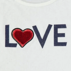 T-shirt Manches Longues Uni Avec Message Printé Et Coeur En Velours -Orchestra HFINML BLA 3 X