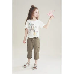 Pantacourt Kaki à Poches Et Ceinture à Nouer -Orchestra HFINSQ MAR 10 X