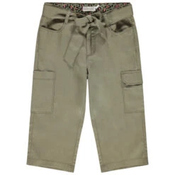 Pantacourt Kaki à Poches Et Ceinture à Nouer