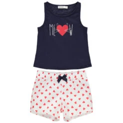 Pyjama En Jersey à Message Pailleté Et Short à Coeurs